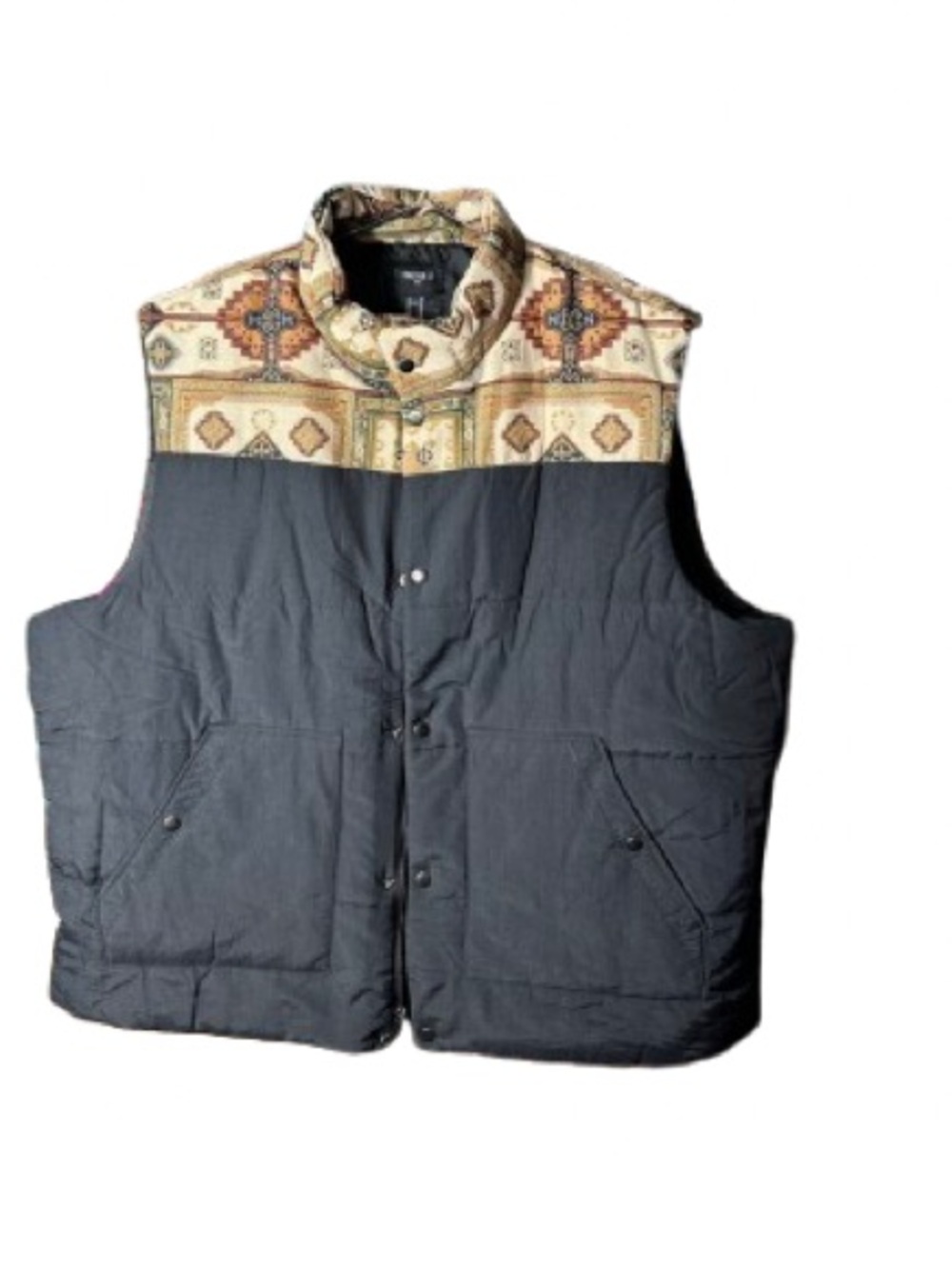 NWT Forever 21 Men’s Black Quilted Vest with Southwestern Style Yoke  Size XXL